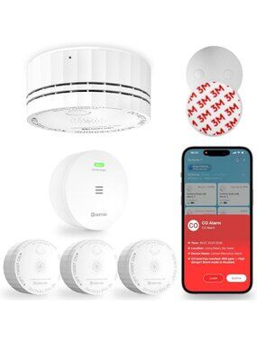 Smart Carbon Monoxide Detectors 3-Pack, Interconnected Safety System with